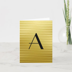 Monogram Art Deco Gold Satin Stripes Note Card