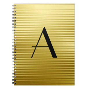 Monogram Art Deco Gold Satin Stripes Notebook