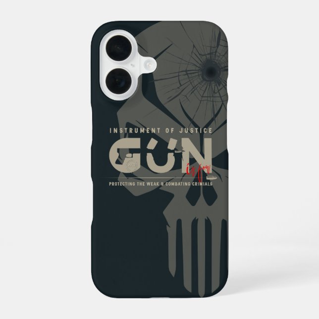 Monogram Art of Gun | (Dark mode) iPhone 16 Case (Back)
