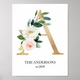 Monogram Art Print, Letter A, Wedding, Nursery Poster
