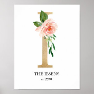 Monogram Art Print, Letter I, Wedding, Nursery Poster
