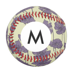 Monogram Art vintage floral pattern background Baseball