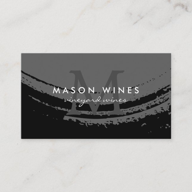 Monogram Artistic Brushed Wine Glass Business Card (Front)