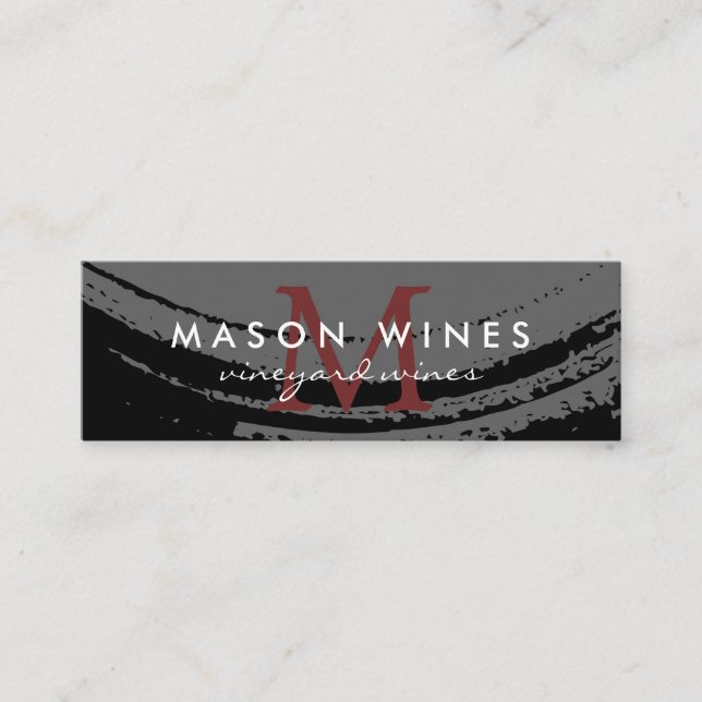 Monogram Artistic Brushed Wine Glass Mini Business Card (Front)