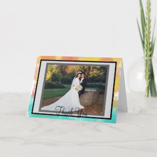 Monogram Artsy Watercolors Wedding Thank You Photo