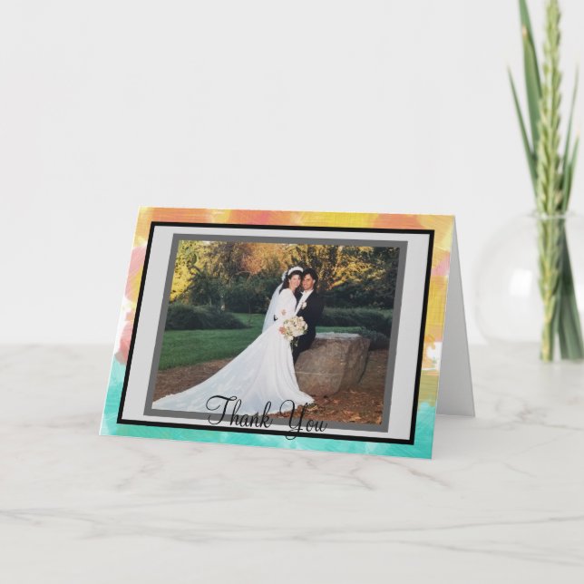 Monogram Artsy Watercolors Wedding Thank You Photo (Front)