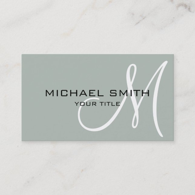 Monogram Ash grey colour background Business Card (Front)