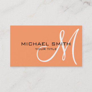 Monogram Atomic tangerine colour background Business Card