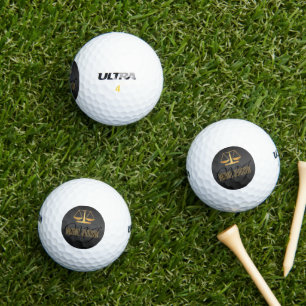 Monogram, Attorney at Law - Black and Gold  Golf Balls