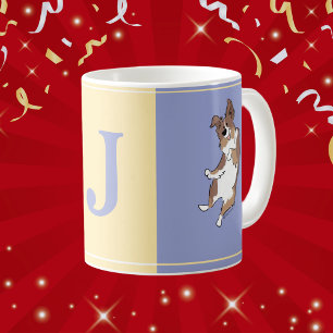Monogram Australian Shepherd Happy Colour Block Coffee Mug