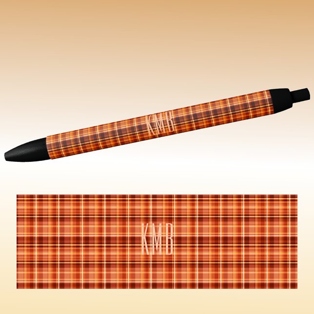 Monogram | Autumn-Fall Plaid Pattern Ink Black Ink Pen (Creator Uploaded)