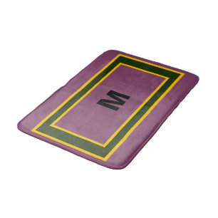 Monogram Autumn Purple Yellow Green  Bath Mat