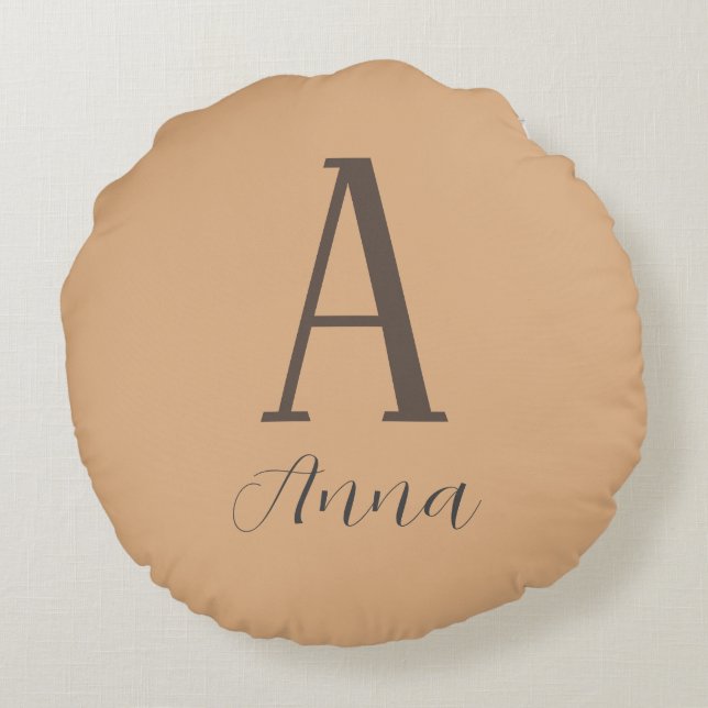 Monogram Autumn vibe Round Pillow (Back)
