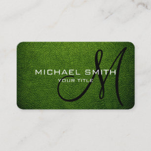 Monogram Avocado Leather Look Business Card