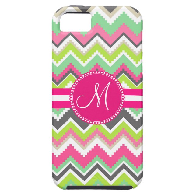 Monogram Aztec Andes Tribal Mountains Chevron Case-Mate iPhone Case (Back)