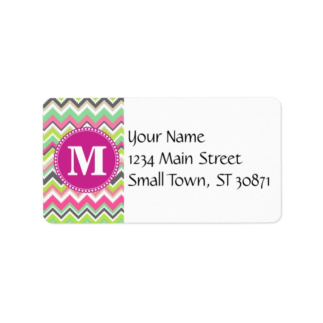 Monogram Aztec Andes Tribal Mountains Chevron Label (Front)