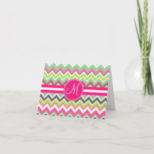 Monogram Aztec Andes Tribal Mountains Chevron Note Card