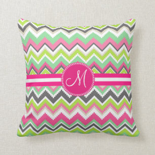 Monogram Aztec Andes Tribal Mountains Chevron Throw Pillow