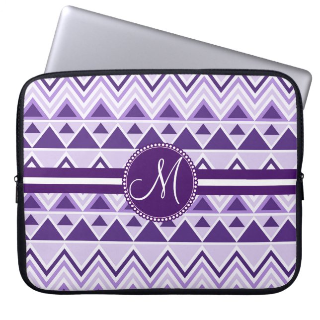Monogram Aztec Andes Tribal Mountains Triangles Laptop Sleeve (Front)