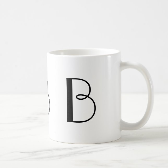 Monogram B Black and White Modern Coffee Mug (Right)