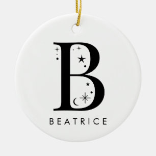 Monogram B Celestial Name  Ceramic Ornament