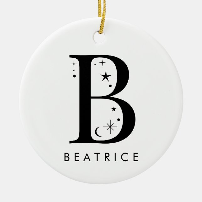 Monogram B Celestial Name  Ceramic Ornament (Front)