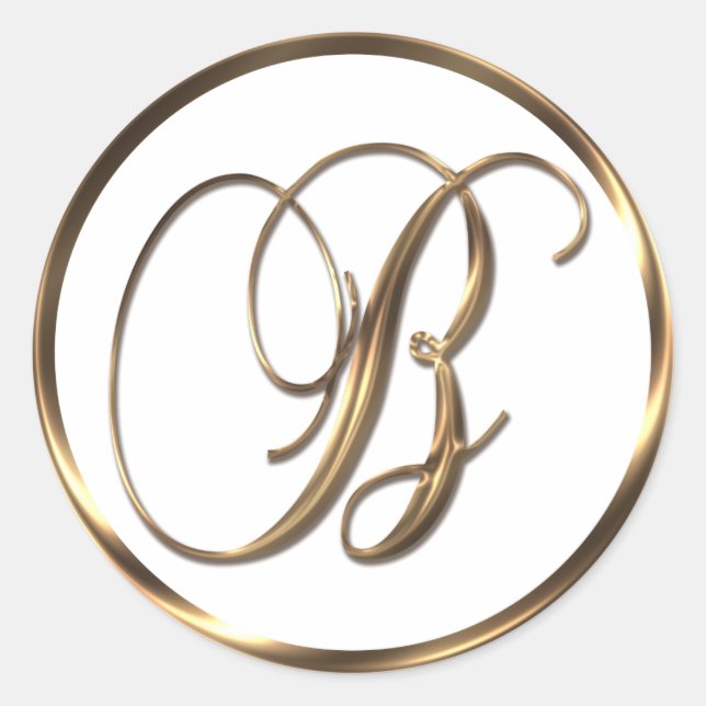 Monogram B Faux Bronze Classic Round Sticker (Front)