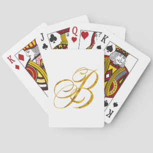 Monogram B Faux Gold Foil Metallic Letter Design Playing Cards