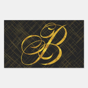 Monogram B Faux Gold Foil Metallic Letter Design Sticker