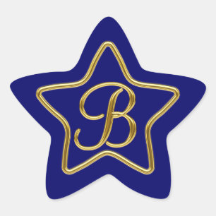 Monogram B in 3D gold Star Sticker