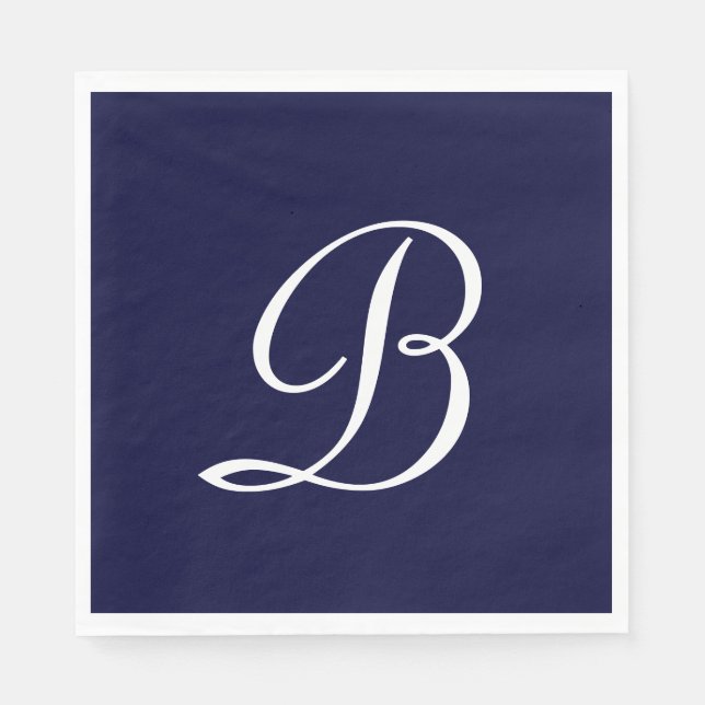 Monogram 'B' in White Script Napkin (Front)