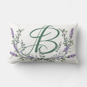 Monogram B Lavender Eucalyptus Lumbar Pillow