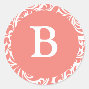 Monogram B Light Coral Invitation Stickers