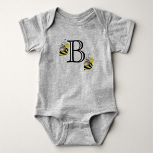 Monogram B Monogrammed Bumblebee Yellow Bumble Bee Baby Bodysuit