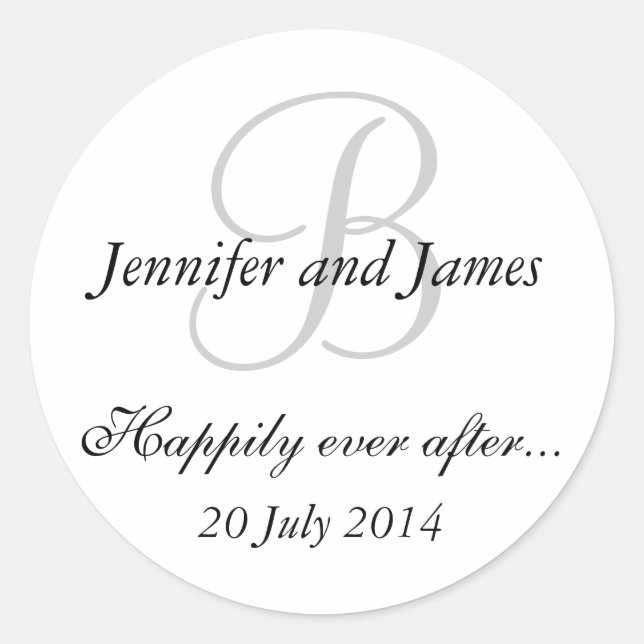 Monogram B Stickers for Wedding Favours (Front)