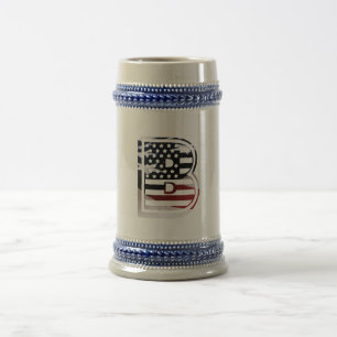 Monogram B USA Flag American Initial Beer Stein
