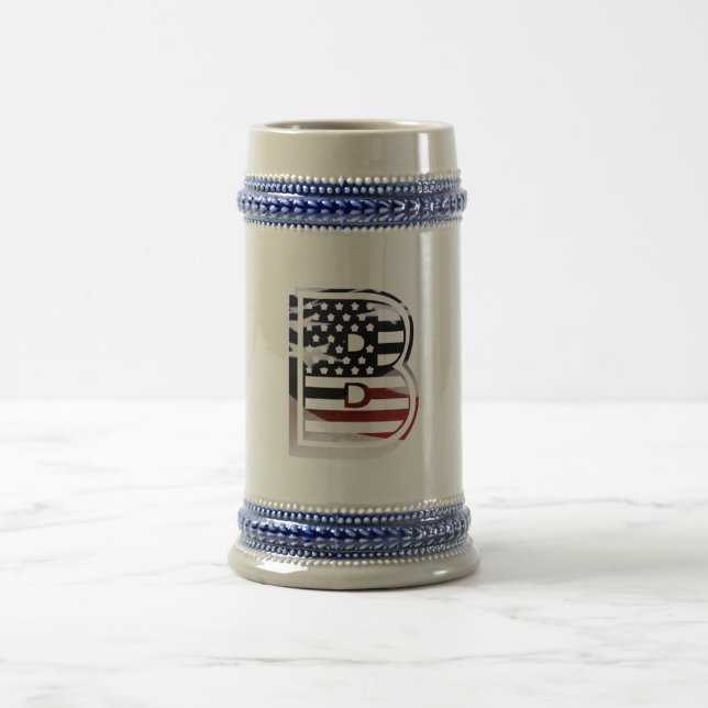 Monogram B USA Flag Beer Stein (Center)