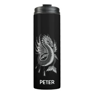 Monogram B&W Water Dragon - Black Thermal Tumbler