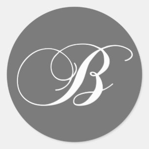 Monogram B Wedding Sticker Charcoal