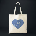 Monogram Baby Blue Heart Tote Bag<br><div class="desc">This canvas bag features a shapely baby blue heart with a white monogram initial at its centre.  Great bridesmaid gift.</div>