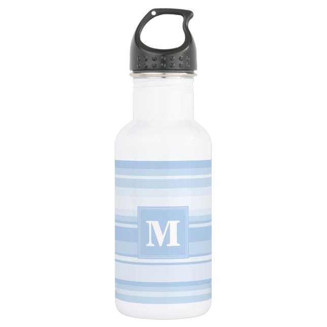 Monogram baby blue stripes 532 ml water bottle (Front)