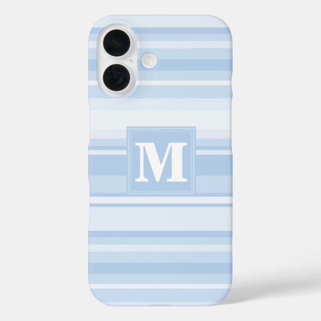 Monogram baby blue stripes Case-Mate iPhone case (Back)