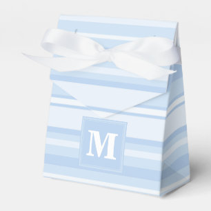 Monogram baby blue stripes favor box