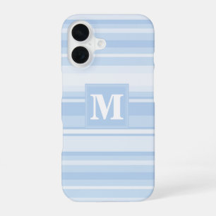Monogram baby blue stripes iPhone 16 case