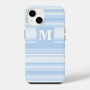Monogram baby blue stripes iPhone 14 case