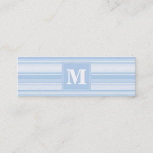 Monogram baby blue stripes mini business card