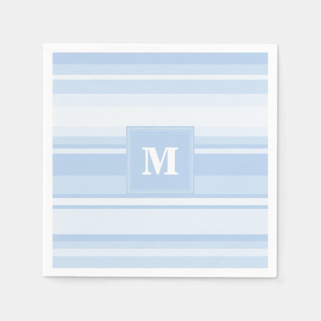 Monogram baby blue stripes napkin (Front)