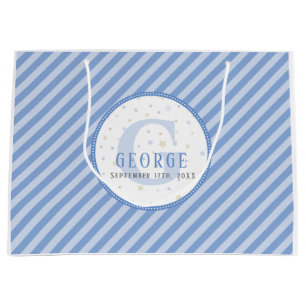Monogram Baby Boy Blue Large Gift Bag