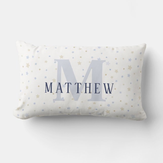 Monogram Baby Boy Navy Nursery Decor Pillow (Front)