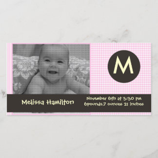 monogram baby  photo card